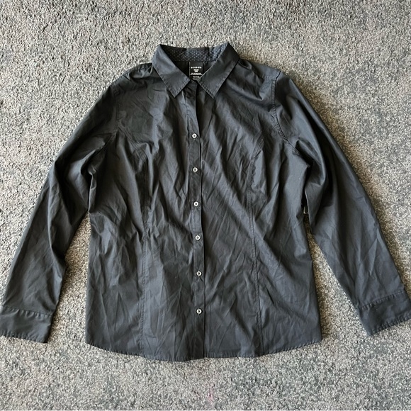 George ladies cotton blend black button down shirt wrinkle resistant - Picture 2 of 4